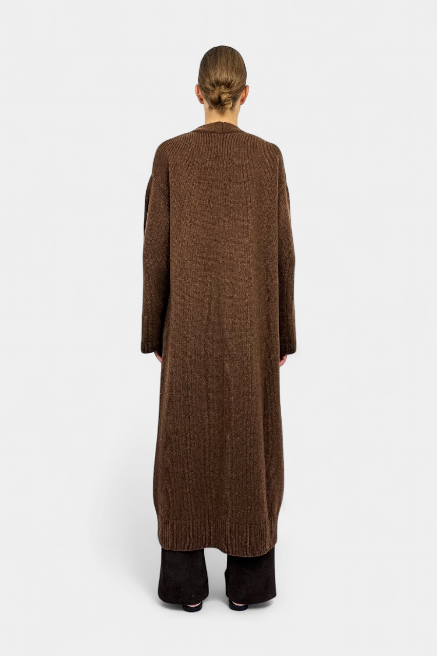 Коричневий вовняний подовжений кардиган GAW252603 KATERINA KVIT