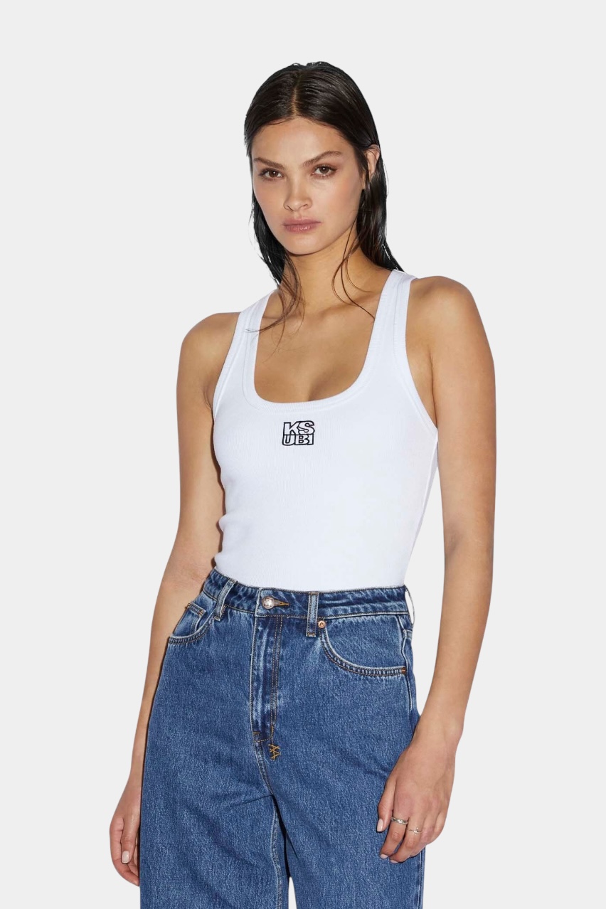 Белая майка Stacked Origin Tank White WPS24TA005 Ksubi