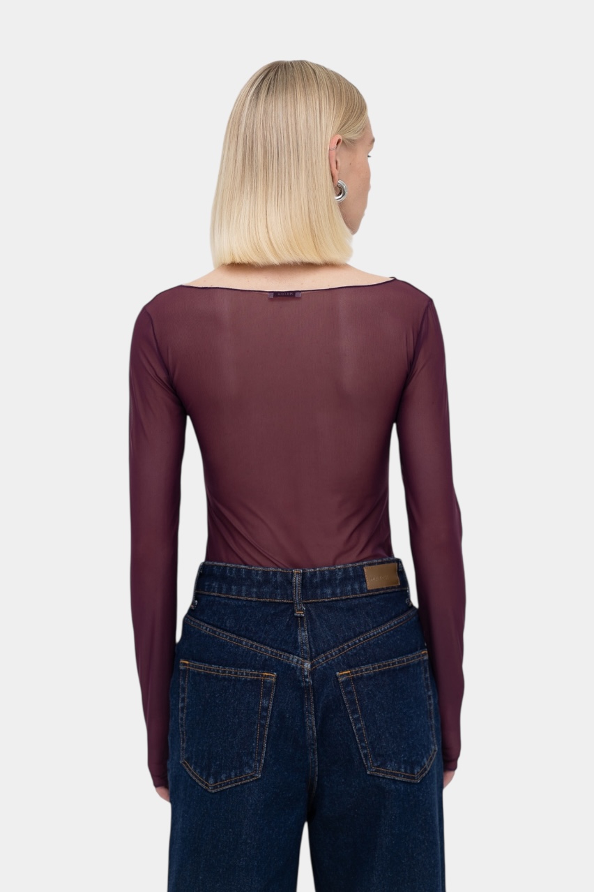 Бордовий лонгслів з вʼязаними квітами sp25-grape-crblouse MATCH DENIM