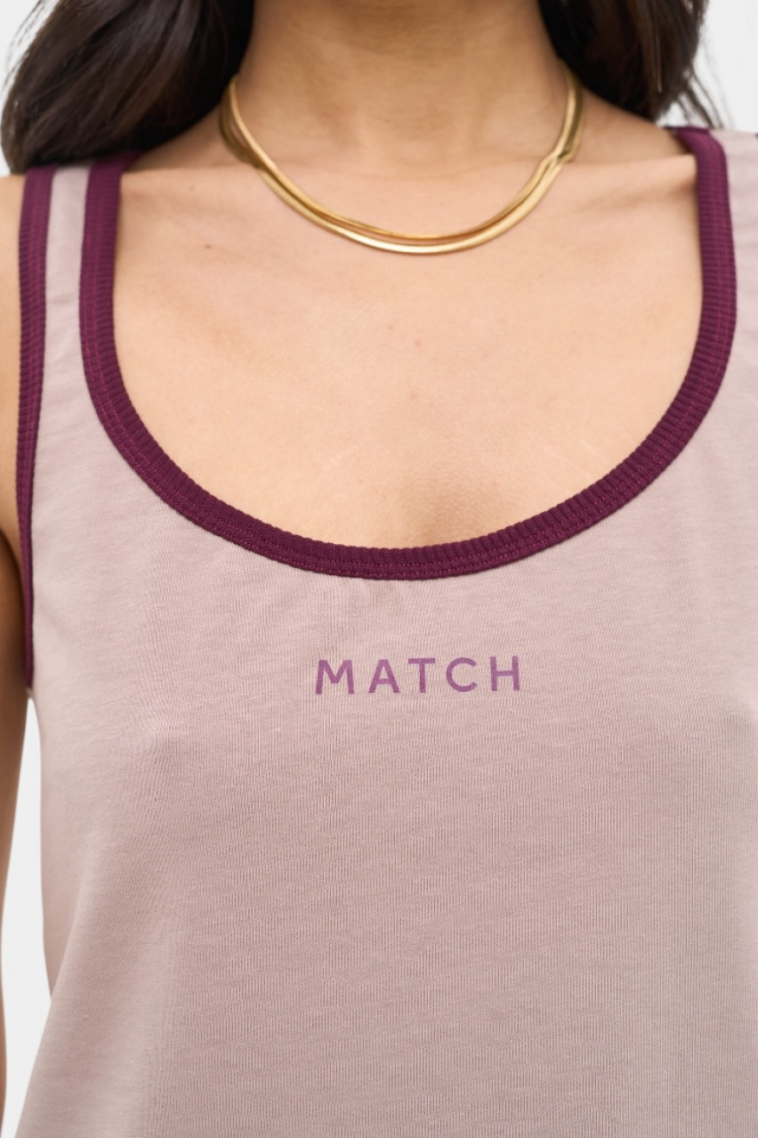 Бежева майка з бордовим кантом sp25-tshirt3 MATCH DENIM