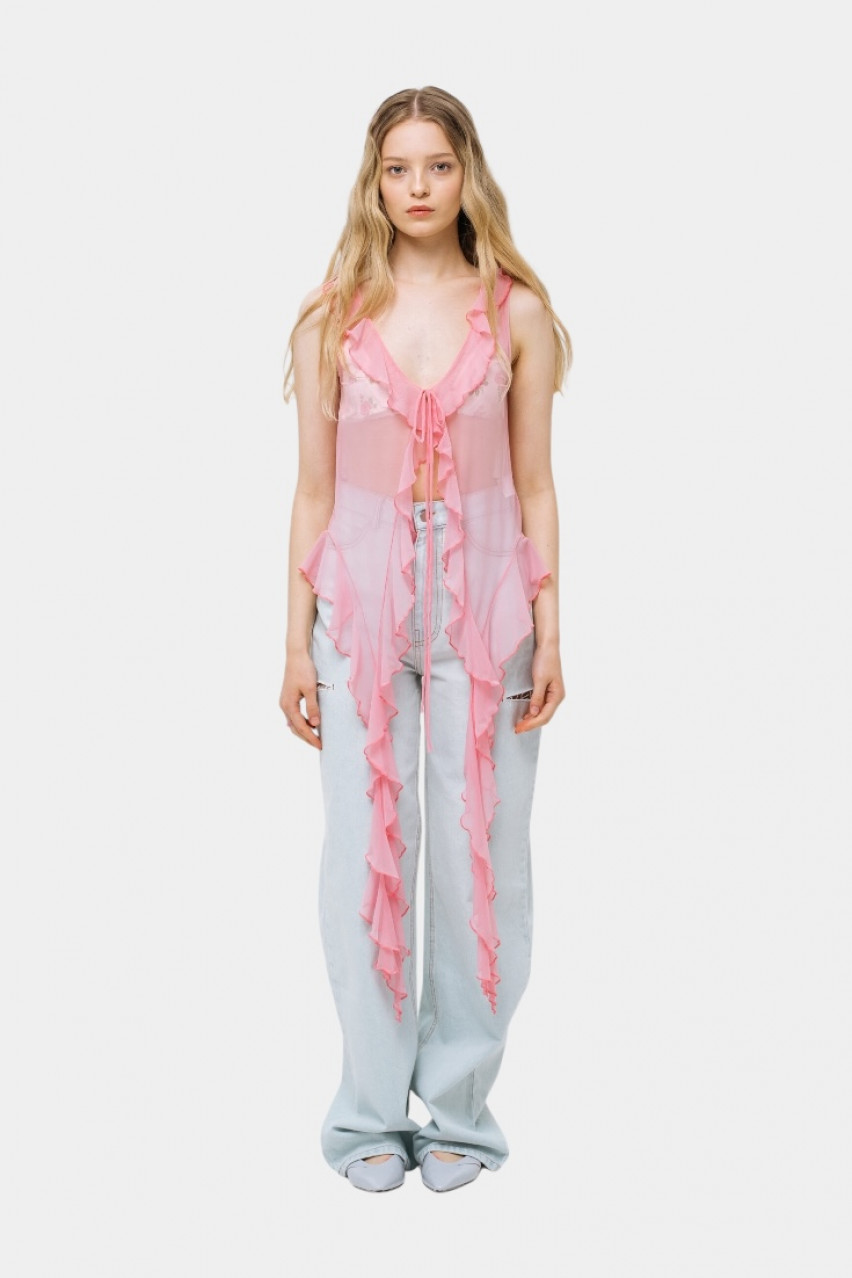 Розовый полупрозрачный топ Rose Cloud sp25-cloud-top-pink MATCH DENIM
