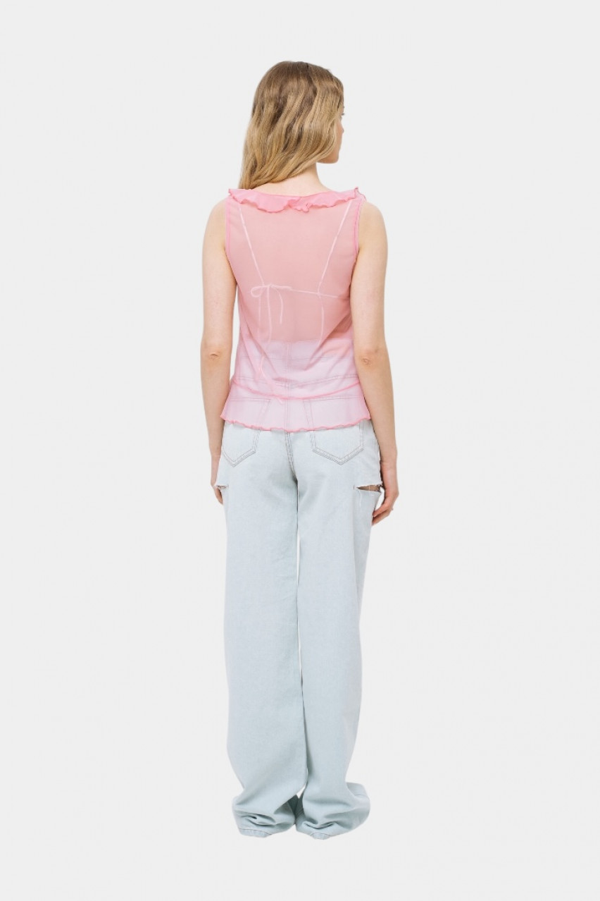 Розовый полупрозрачный топ Rose Cloud sp25-cloud-top-pink MATCH DENIM