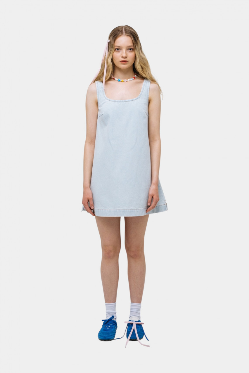 Голубое джинсовое платье Trapeze sp25-dress MATCH DENIM