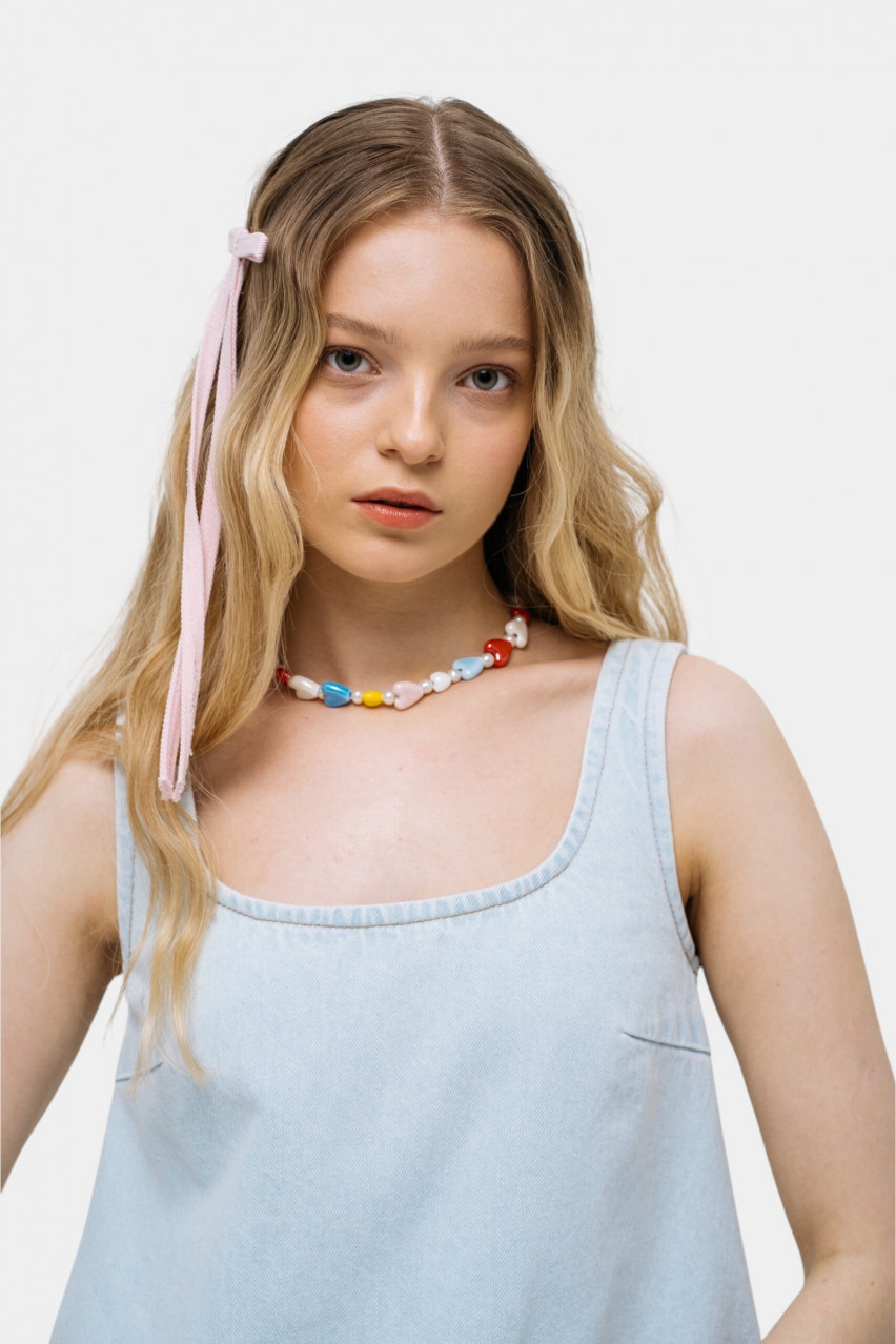 Голубое джинсовое платье Trapeze sp25-dress MATCH DENIM