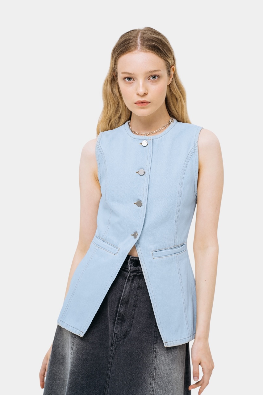 Світло-блакитна джинсова жилетка sp25-vest-lblue MATCH DENIM