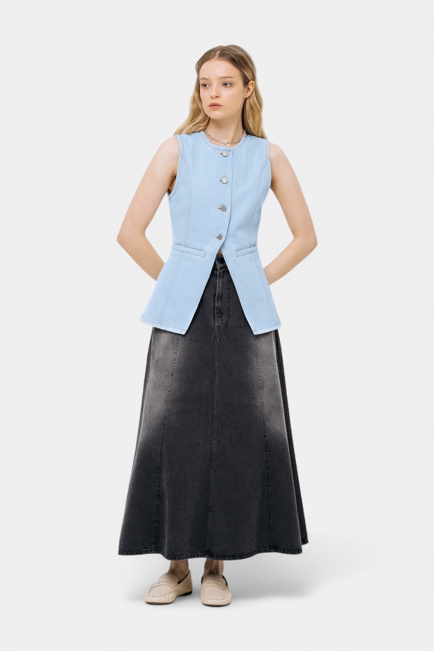 Світло-блакитна джинсова жилетка sp25-vest-lblue MATCH DENIM