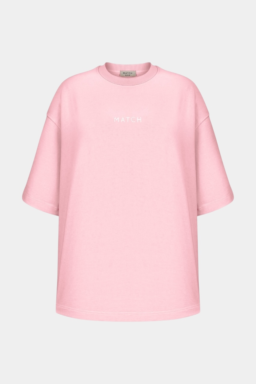 Розовая оверсайз футболка sp25-tshirt-pudra MATCH DENIM