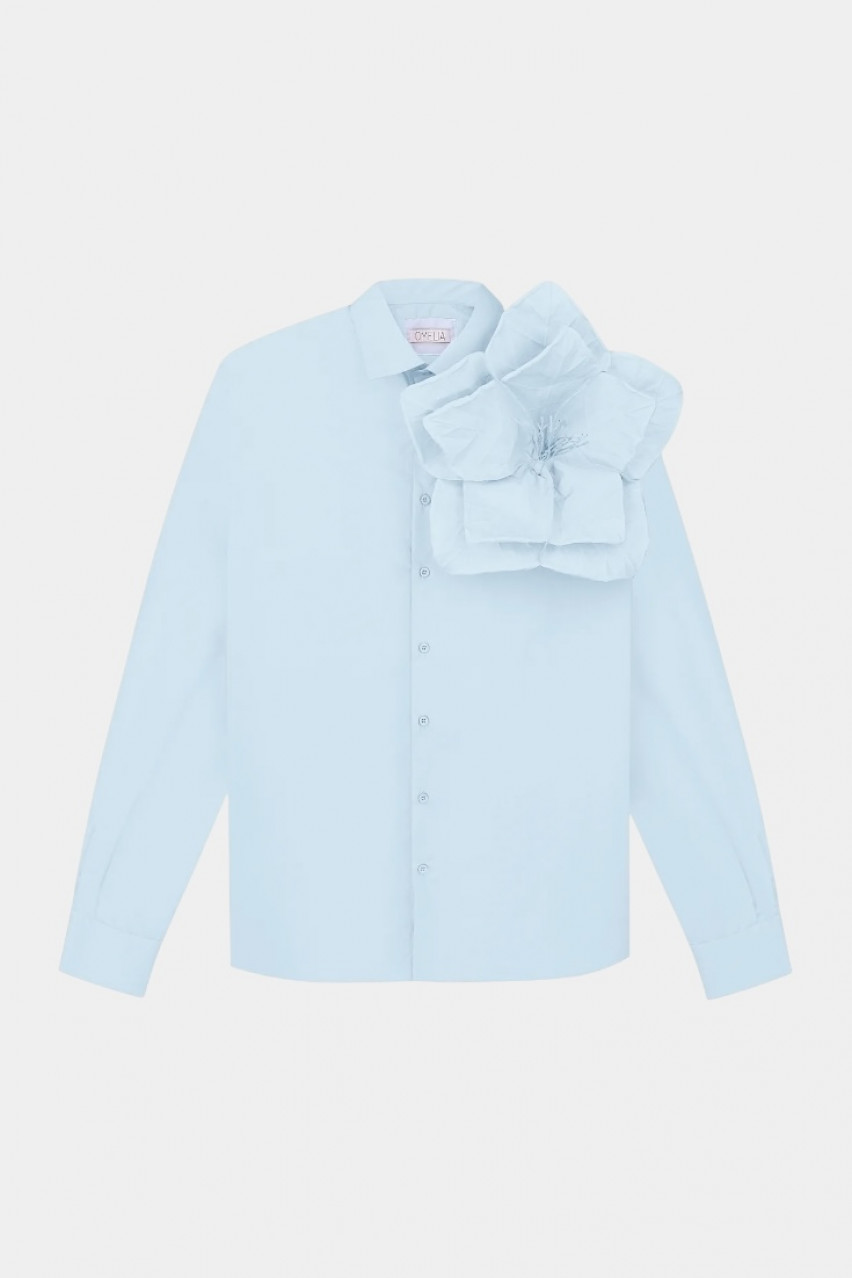 Голубая рубашка Redesigned Shirt 09 Regular с цветком OMELIA