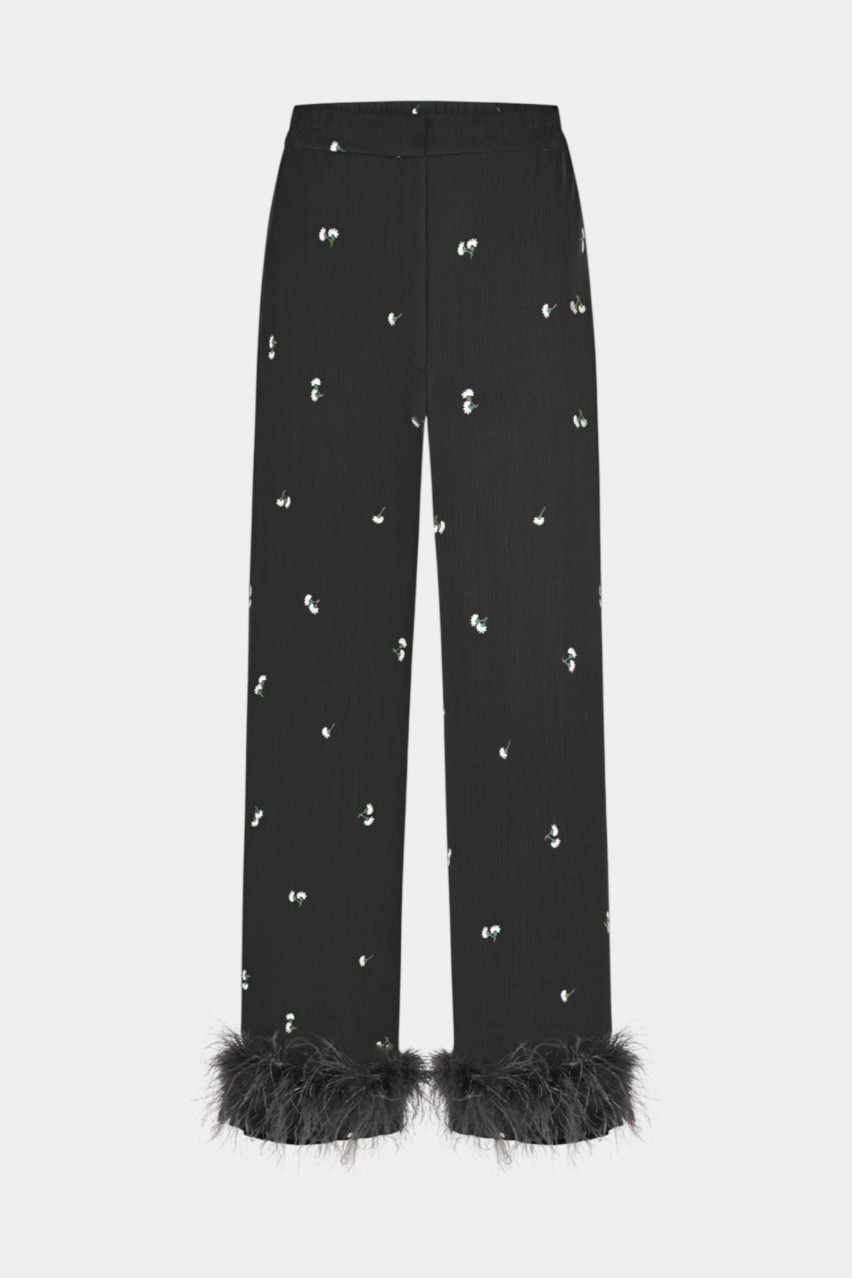 Чорні брюки з пірʼям FW1572 SAYYA