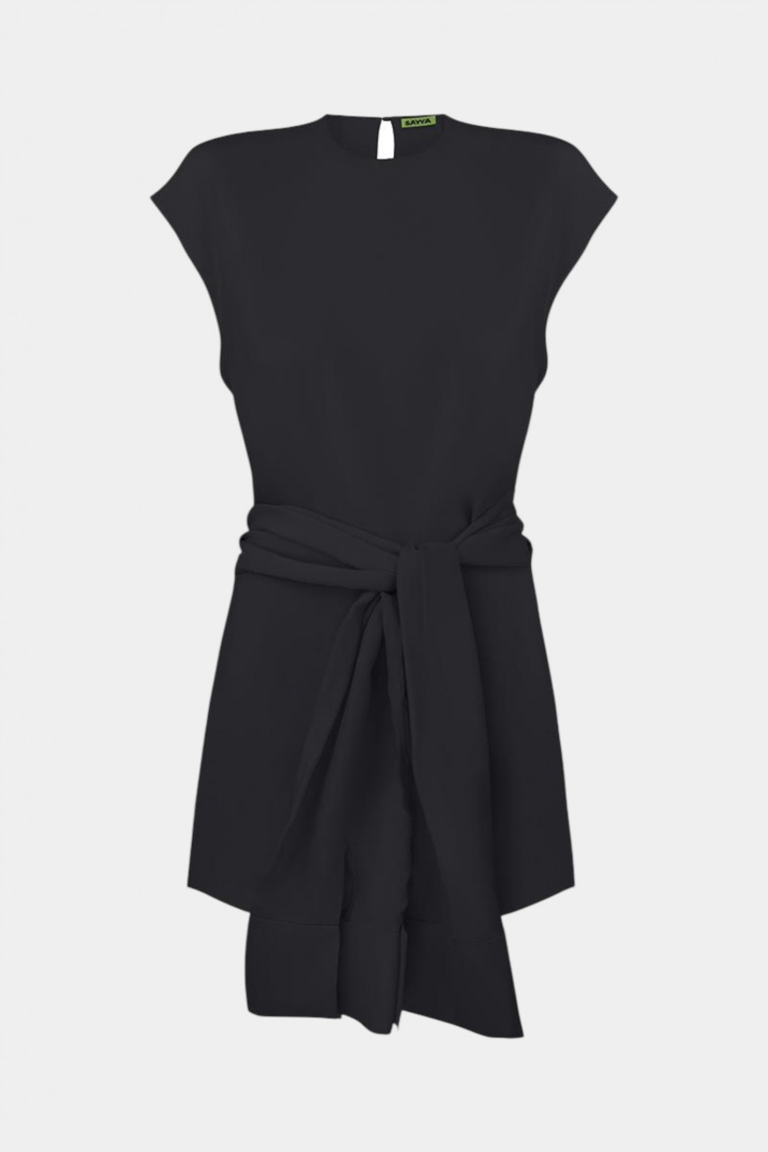 Черный топ с поясом и открытой спиной SS1623-2 SAYYA