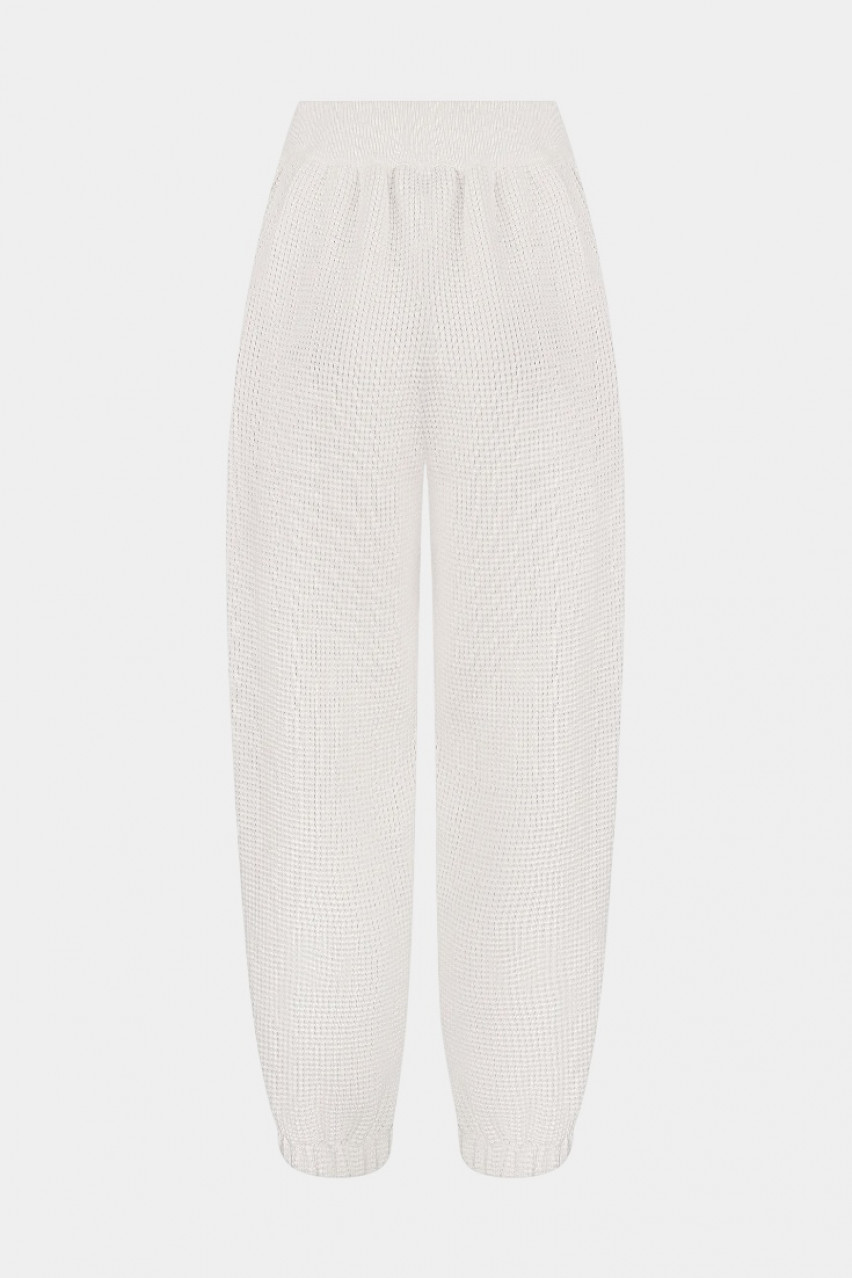 Білі брюки з сітчастою текстурою BH25-02 white(001) T.MOSCA
