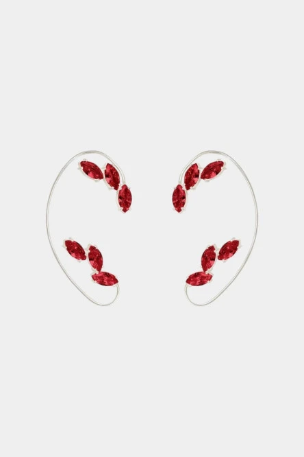 Серебряные кафы Cuff 02 с красными фианитами